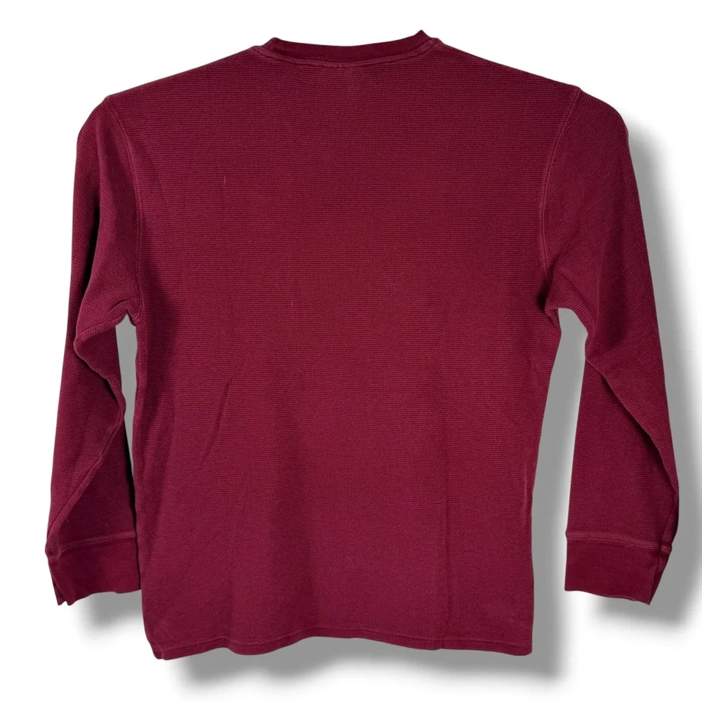 Polo Ralph Lauren Waffle Knit Thermal Top Men XL Burgundy Cotton Lounge‎ Pony